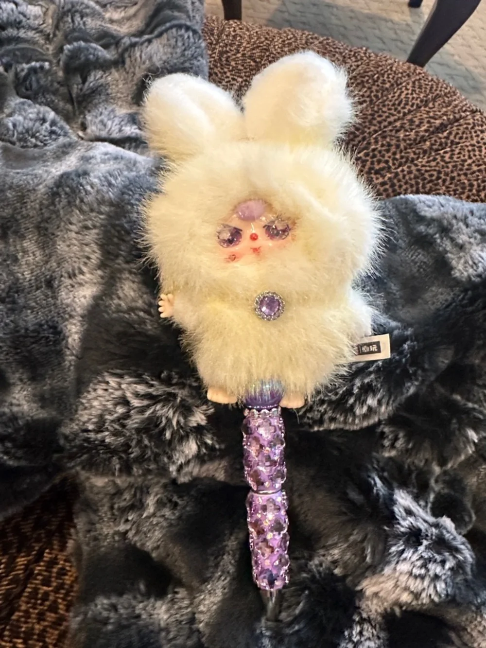 Gorgeous Hand Crafted Pen with an Authentic  Baby Three Bunny as the Focal